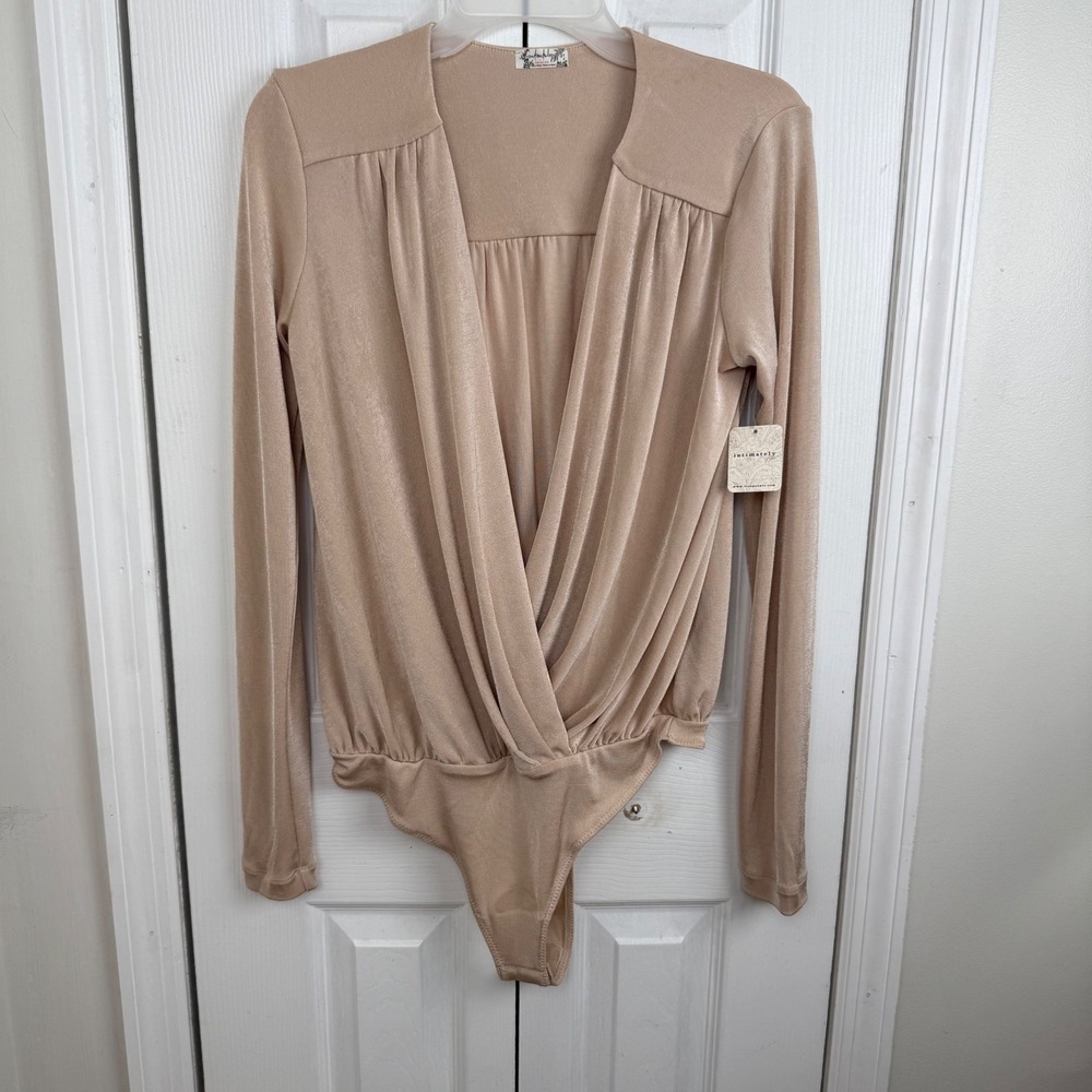 NWT Free People Intimately FP Blossom Pearl Wrap Bodysuit Long Sleeve M